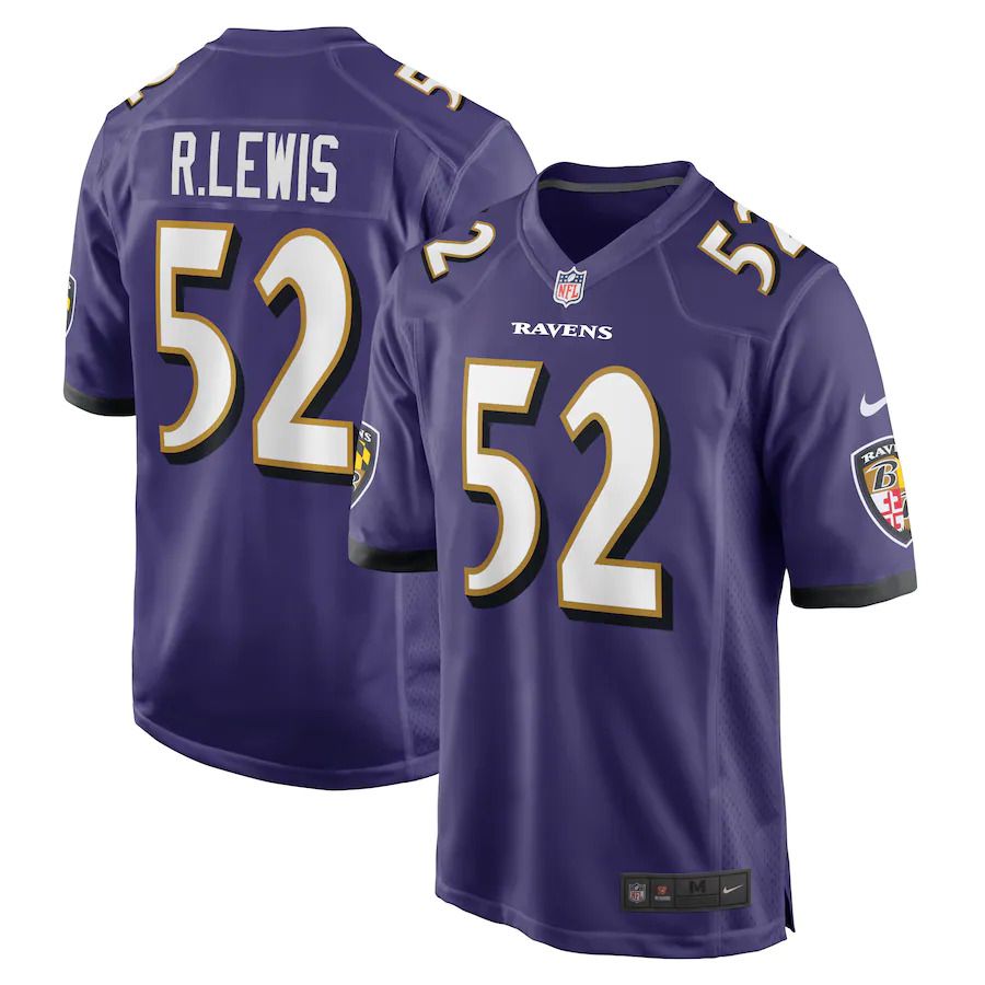 Men Baltimore Ravens 52 Ray Lewis Nike Purple Retired Player Game NFL Jersey